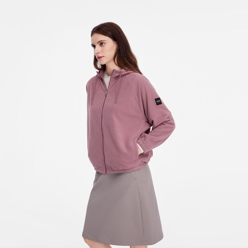 AIGLE艾高女士外套户外保暖全拉链抓绒衣连帽上衣25年冬季新品 - 图1