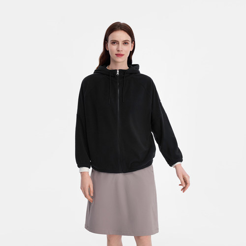 AIGLE艾高女士外套户外保暖全拉链抓绒衣连帽上衣25年冬季新品 - 图2