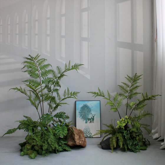 High-end simulated green plant indoor fern tree landscaping combination