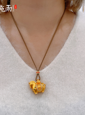 西施雨新中式沙金马上有钱项链女