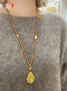 新中式橄榄核葫芦项链绳毛衣链女