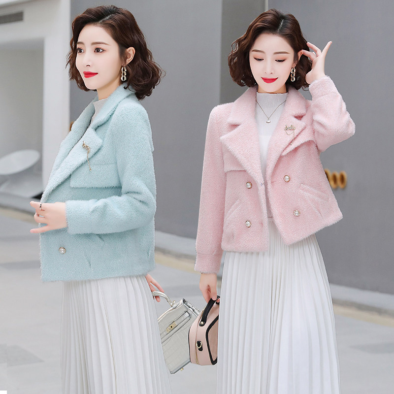 短款毛呢外套2020新款韩版秋冬季 晶彩格女装毛呢外套