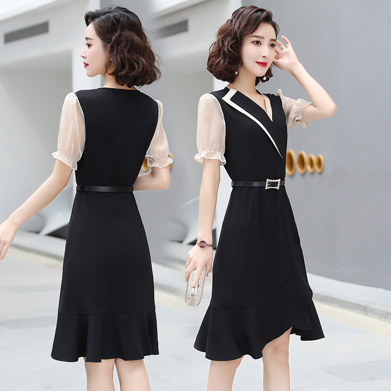 法式连衣裙2020新款秋季鱼尾裙子 晶彩格女装连衣裙