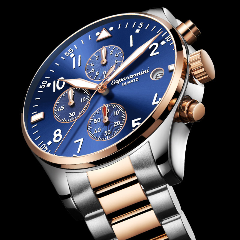 全自动钢带男士防水时尚简约石英表 威顿手表国产腕表