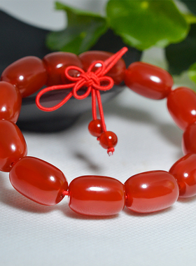 红色桶珠玛瑙中国结手链女