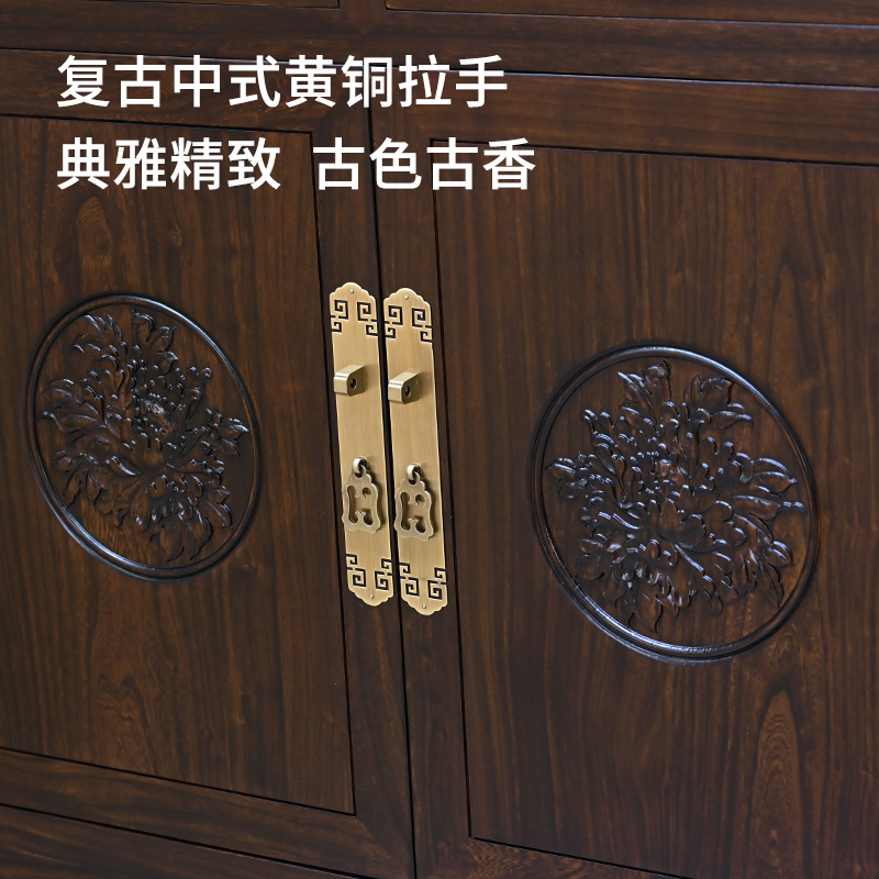 中式实木餐边柜别墅自建房中堂柜榆木客厅长条酒柜古典储物柜定做 - 图3