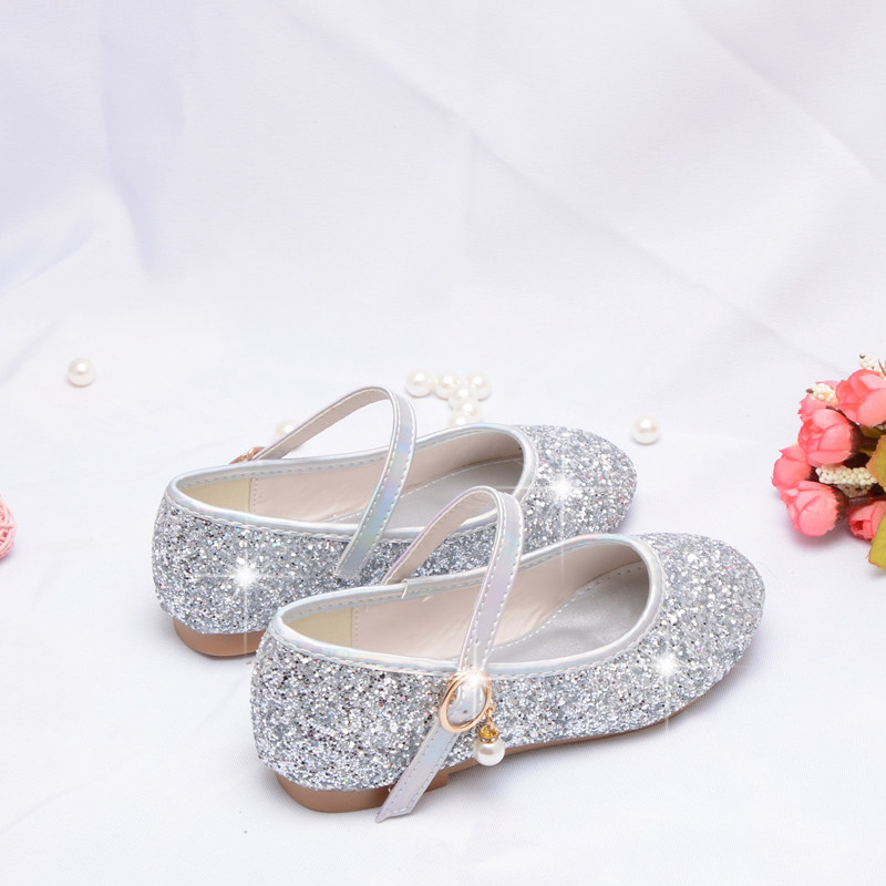 女大童公主鞋配礼服儿童鞋子水晶银色平底女宝宝演出鞋大童皮鞋小,淘宝优惠券,粉丝福利购,淘宝优惠卷