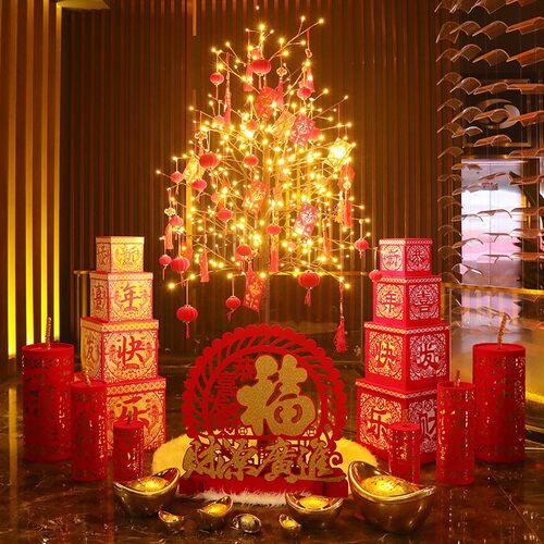 2026马年新年坐炮摆件商场酒店大堂年会堆头装饰用品春节布置鞭炮 - 图3