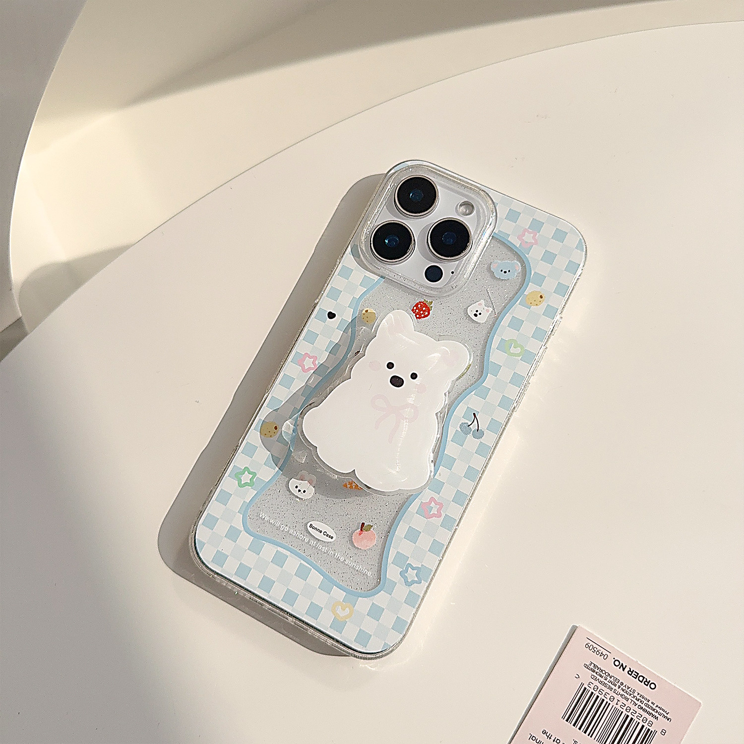 可爱蓝格子小动物适用苹果17promax手机壳iphone16新款15pro女款14少女卡通支架挂链11透明闪粉12软壳16,淘宝优惠券,粉丝福利购,淘宝优惠卷