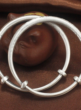 纯银手镯儿童手镯实心足银镯子