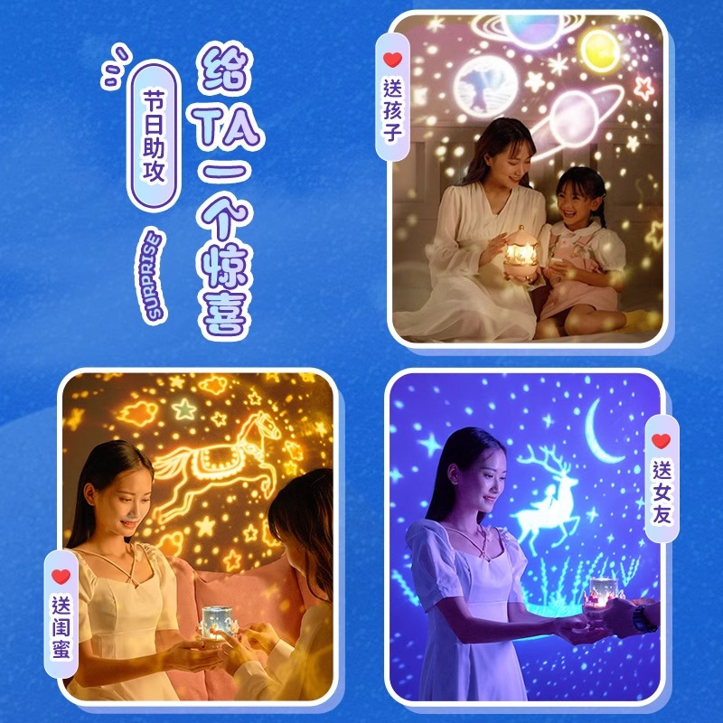 万火星空投影仪小夜灯玩具故事机六一儿童节房间女孩台灯礼物梦幻-图3