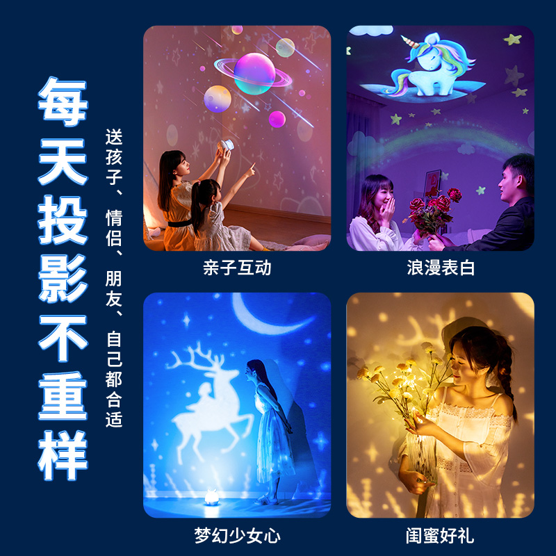 机器人万火星空投影仪小夜灯卧室睡眠夜光台灯生日礼物温馨-图2