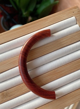 小叶紫檀木半镯diy复古首饰女