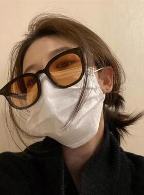 ELEV 显脸瘦~欧美复古黄色太阳眼镜女抗UV太阳眼镜