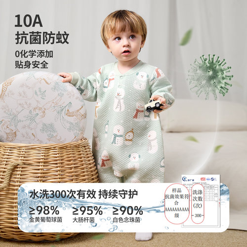 儿童连体睡衣秋冬宝宝保暖家居服冬季夹棉男童睡袋女童衣服防踢被 - 图0