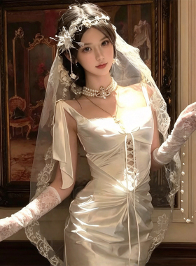万圣节头饰鬼新娘cos白色头纱蕾丝发饰2026新款lolita哥特风装扮