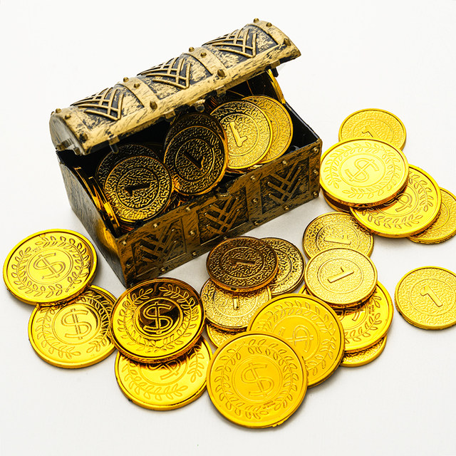 A variety of simulated pirate gold coins are available