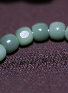 【姑苏润石堂】在售22克天然新疆和田玉籽料沙枣青老型珠手串