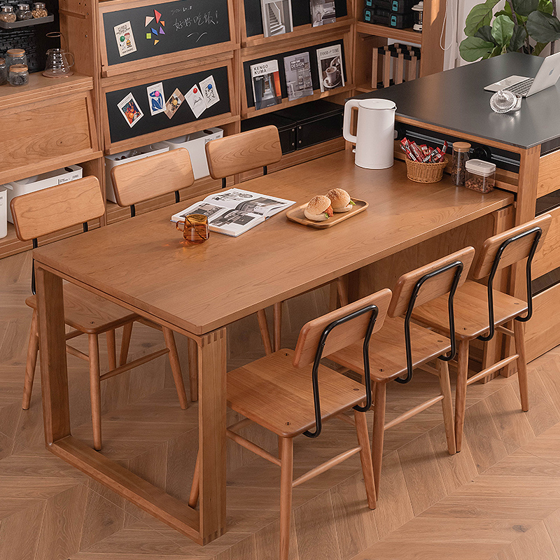 北欧实木餐桌加厚日式家用吃饭桌子小户型长桌樱桃木工作台大板桌