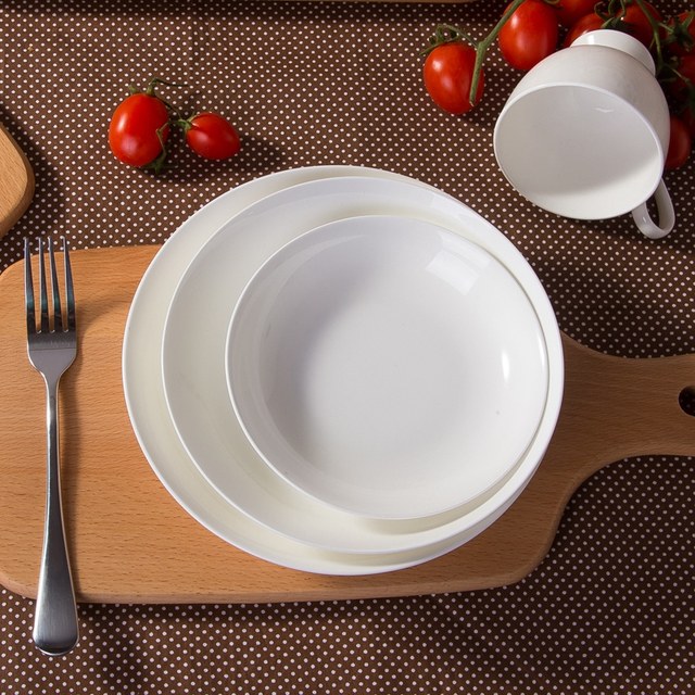 Pure white creative bone porcelain set round household dining tray