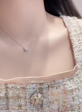 钛钢超闪莫桑钻项链女轻奢小众简约锆石吊坠2025新款爆款锁骨链女
