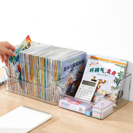 Transparent book storage box storage organizer box toys