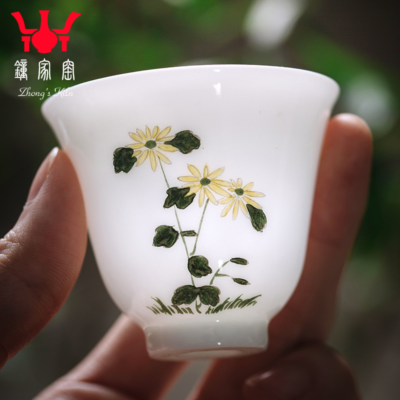 钟家窑小茶杯 景德镇茶杯陶瓷手绘粉彩梅兰竹菊主人杯品茗杯单杯 - 图1