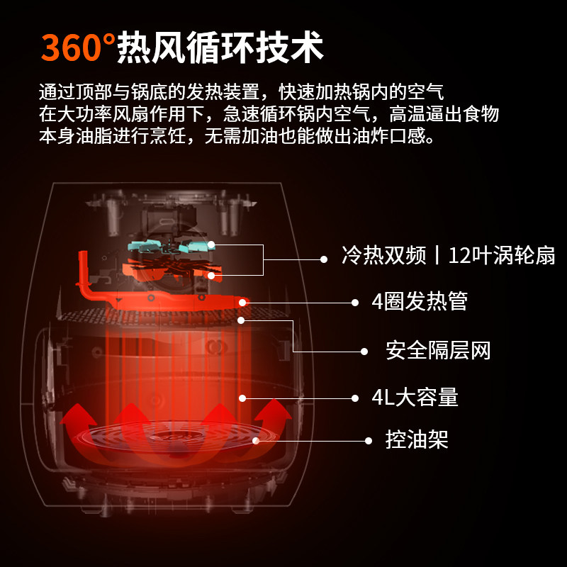 众辰家用大容量多功能智能空气炸锅 众辰空气炸锅