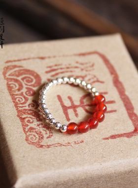 原创手工天然红玛瑙纯银S925转运