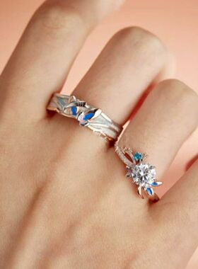 精灵新款可梦仙子伊布情侣对戒二次元动漫周边指环卡通食指戒新款