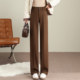 Narrow straight pants for women 2025 new high waist woolen pants