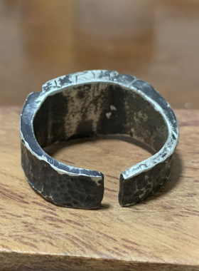 男纯银粗犷纯手工戒指