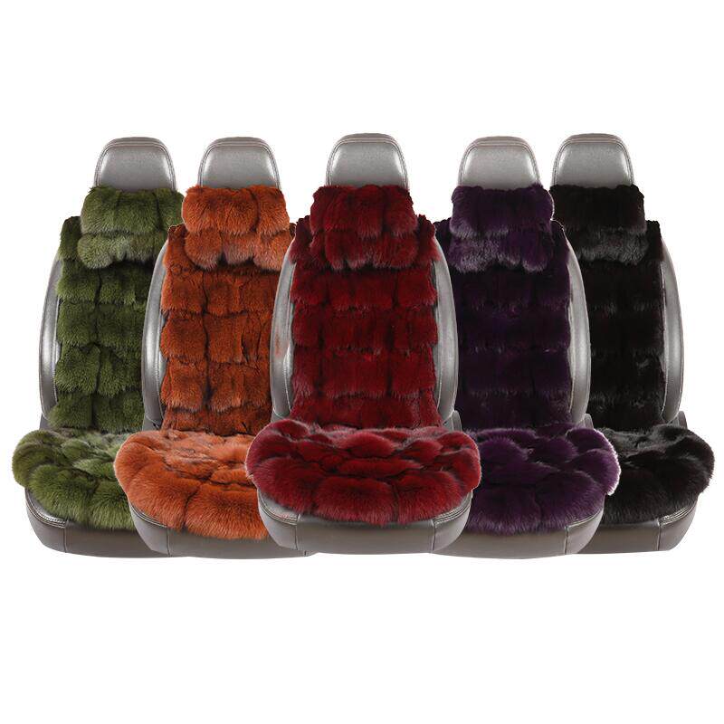 狐狸毛汽车坐垫冬季真皮草单片靠背保暖冬天加绒三件套羊毛绒座垫