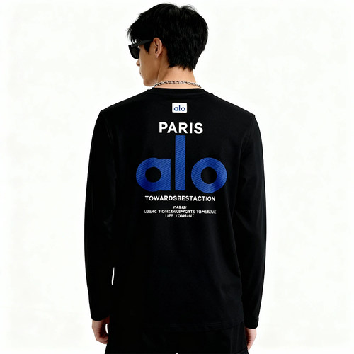 2025款Alo PARS联名款长袖T恤，纯棉面料舒适透气 - 图2