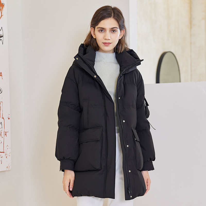 TD216602 2021 坦博尔羽绒服女 新款连帽时尚保暖中长款廓形秋冬外套 TD216602 2021 坦博尔羽绒服女 新款连帽时尚保暖中长款廓形秋冬外套
