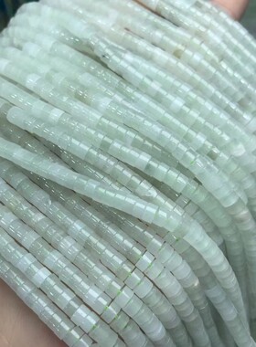 2*4MM天然水晶 岫玉直切扣片海西片管珠散珠半成品手链项链配件