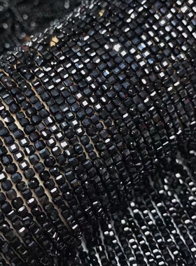 2MM3MM天然水晶 黑碧玺方糖散珠半成品手链项链配件耳饰配件配珠