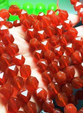 天然水晶 红玛瑙钻石面刻面散珠半成品水晶手链项链配件配珠饰品