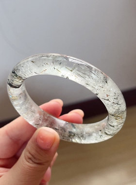 新品上架 天然绿发晶手镯女款正圆圈口女士56.9mm