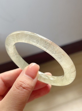 新品上架天然绿发晶手镯女款正圆圈口女士56.2mm