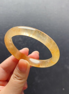 新品上架  天然黄兔毛发晶手镯女款正圆圈口女士54.2mm