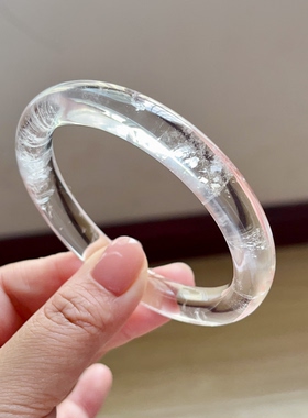 新品上架天然白水晶手镯女款正圆圈口女士大圈口60.6mm
