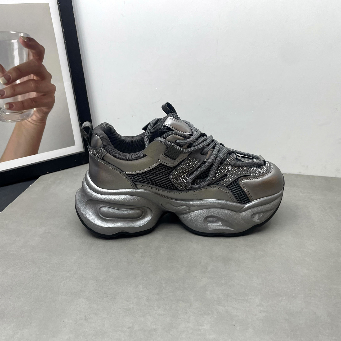 工厂处理女鞋2026春季新款老爹鞋深口系带松糕厚底运动休闲女单鞋,淘宝优惠券,粉丝福利购,淘宝优惠卷