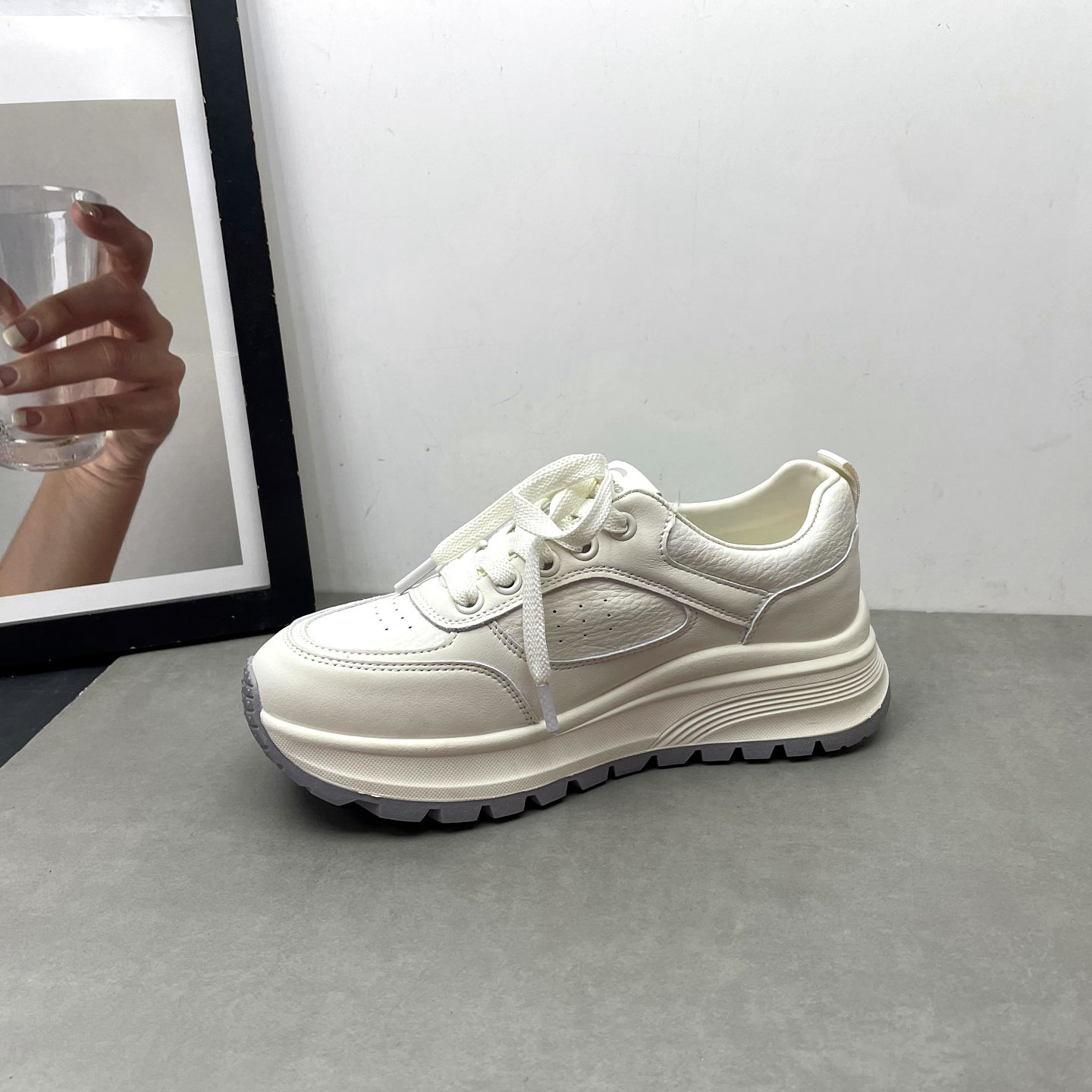 2026春季新款女鞋圆头深口系带轻便增高厚底休闲韩版小白鞋女单鞋,淘宝优惠券,粉丝福利购,淘宝优惠卷