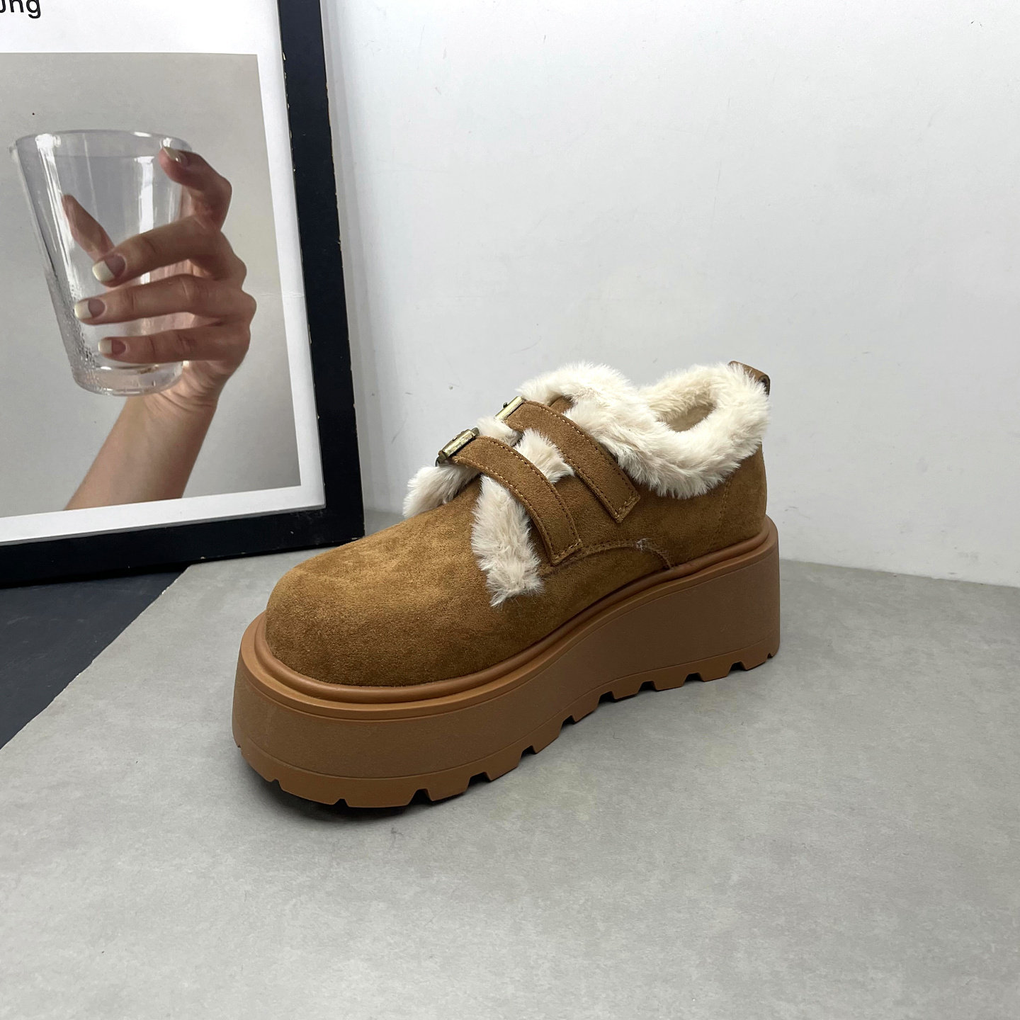 工厂处理女鞋2025冬季新款圆头深口加绒保暖松糕厚底勃肯鞋女棉鞋,淘宝优惠券,粉丝福利购,淘宝优惠卷