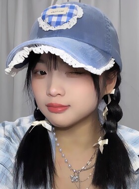 爱心牛仔棒球帽甜美大头围显脸小