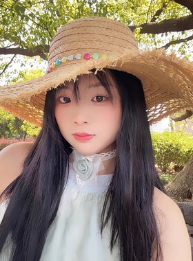 夏天大檐镂空拉菲草帽防紫外线