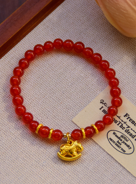 马年本命年小马手链红玛瑙新年招财转运朱砂手串大红新年手饰品女