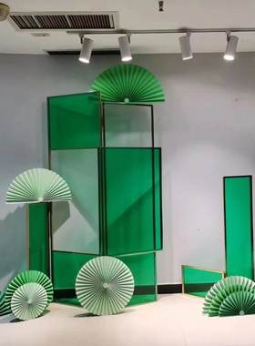 半圆型折纸扇子节日橱窗美陈装饰店面国潮风背景布置套装纸艺摆件