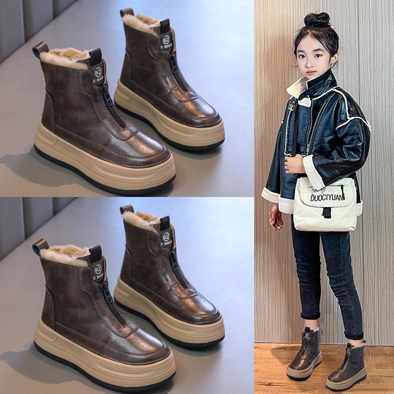 儿童加绒防滑短靴2025冬季新款中大童大棉鞋子女童时尚保暖雪地靴,淘宝优惠券,粉丝福利购,淘宝优惠卷